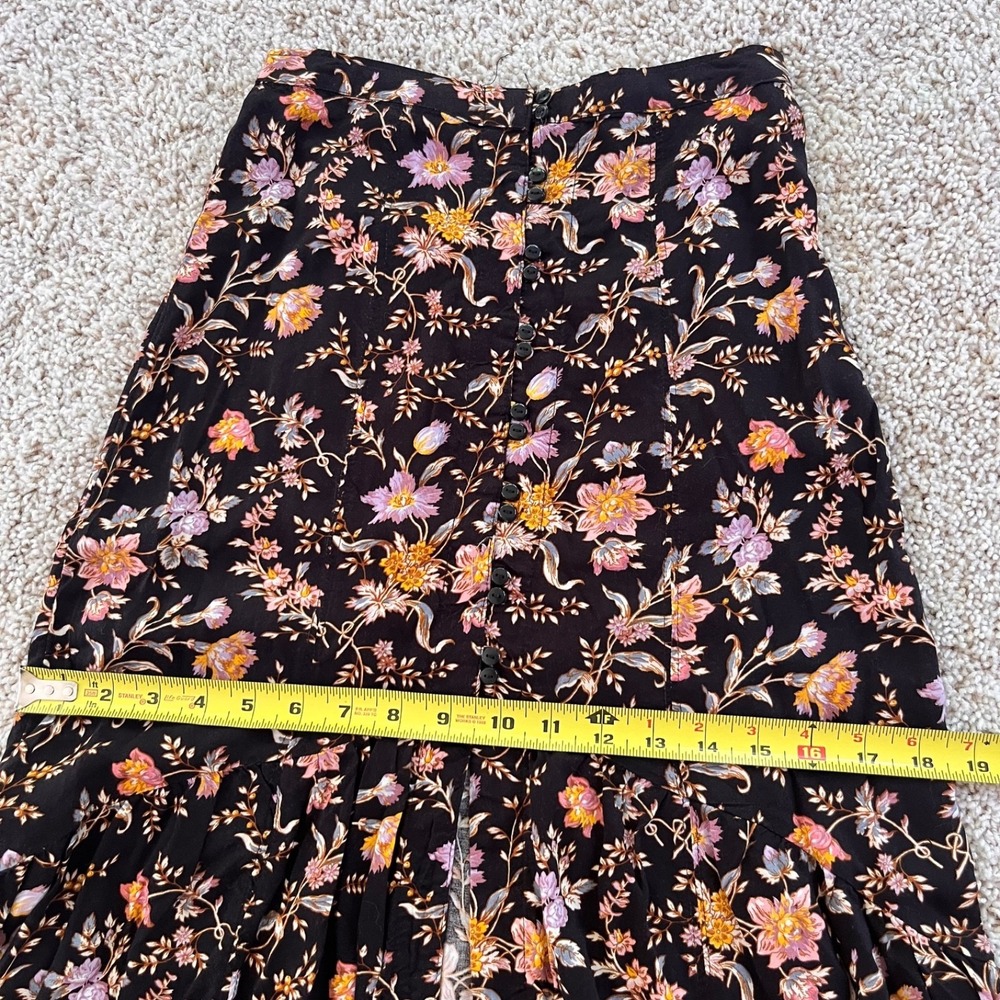 American Eagle Floral Button Slit Front Maxi Skirt XS 0 Whimsigoth Boho 90s - Picture 7 of 9